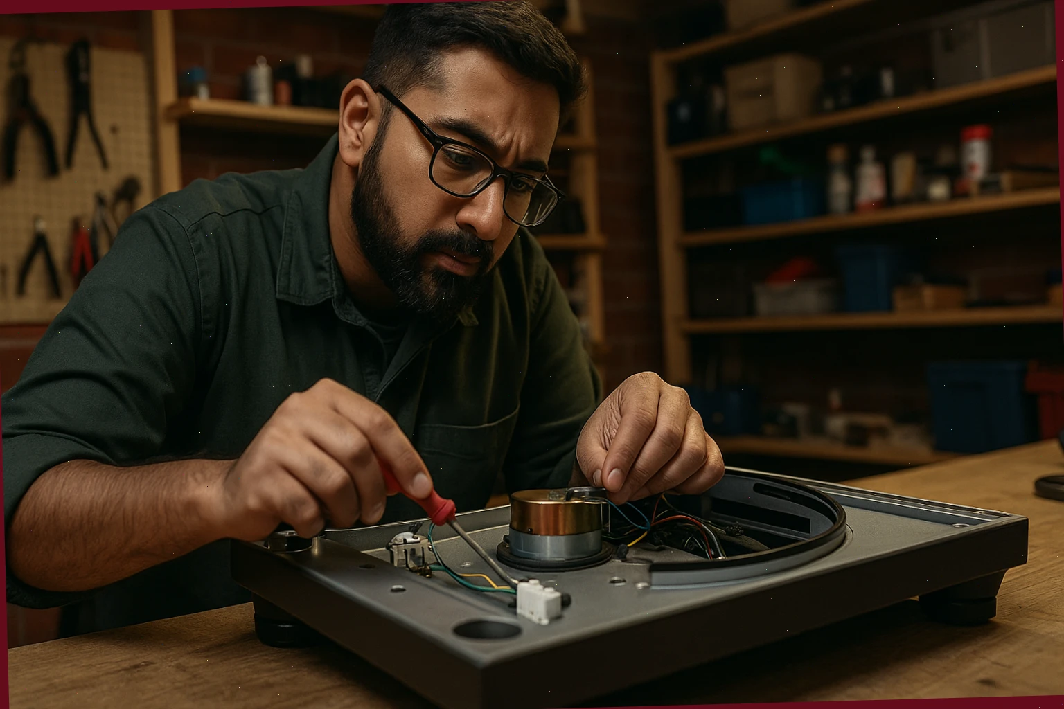 Sam Patel checking motor mounts and wiring